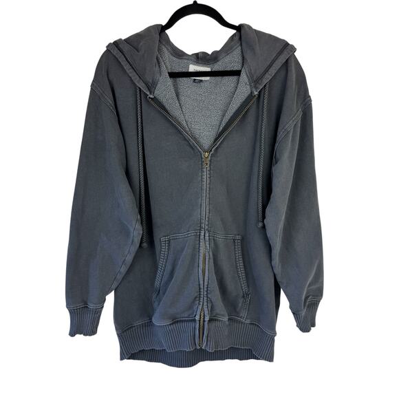 AE American Eagle Dark Gray Charcoal Oversized Zip Hoodie Womens Sz M - Picture 1 of 6